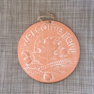 3 Clay ceramic welcome fall decorative wall plaque